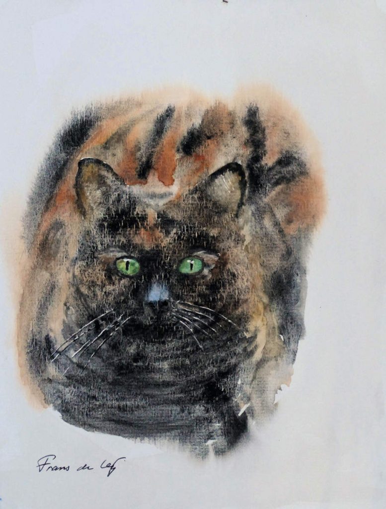 watercolour painting of a cat