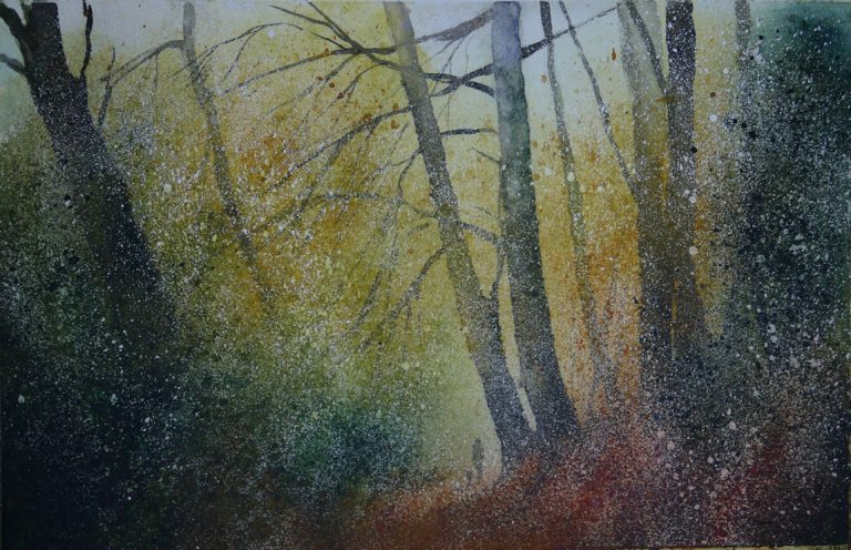 landscape painting of autumn wood