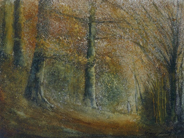 landscape painting of autumn trees