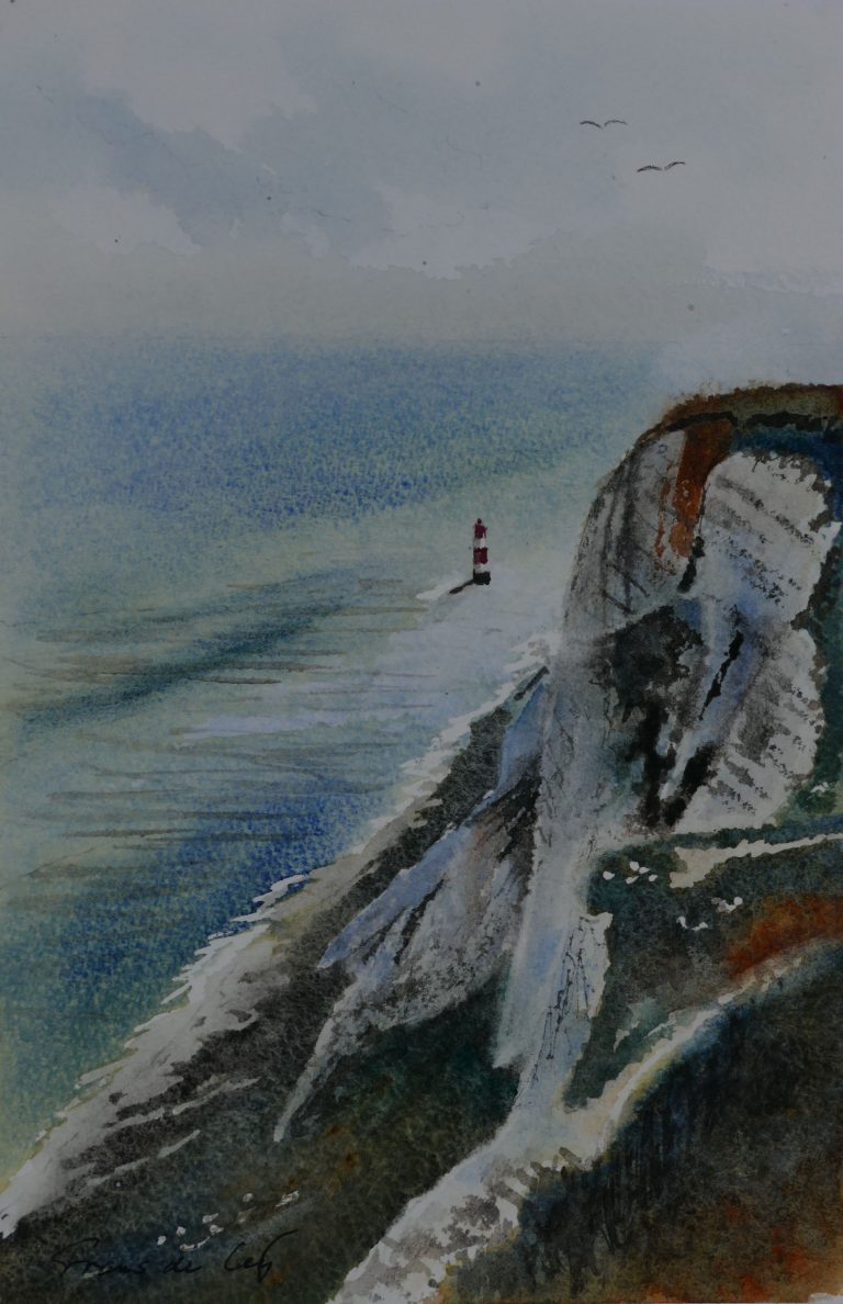 landscape painting of beachy head
