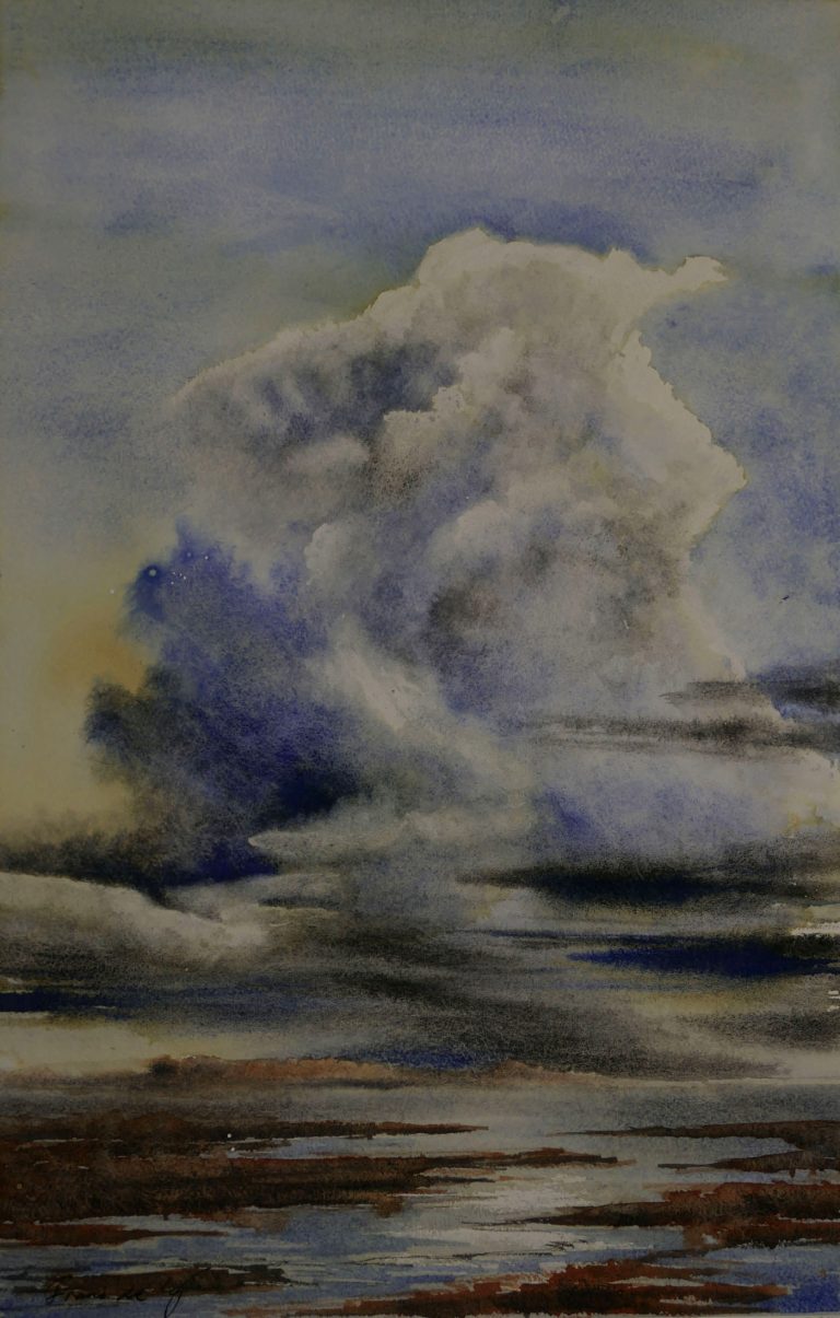 landscape painting of clouds over chichester harbour