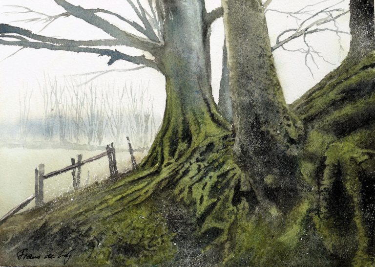 landscape painting of tree roots