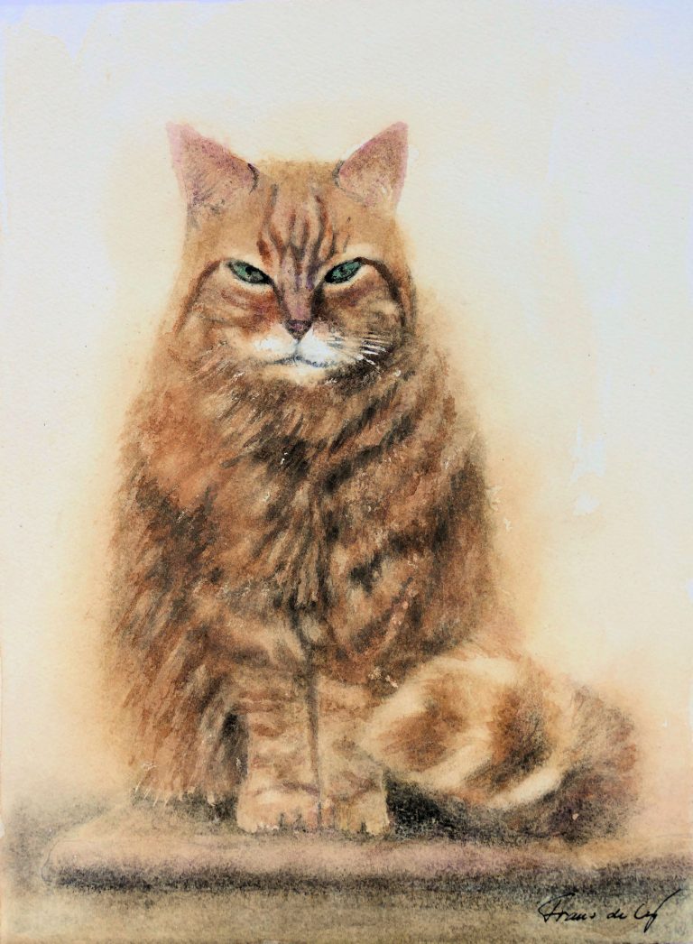 pet portrait painting of a ginger cat