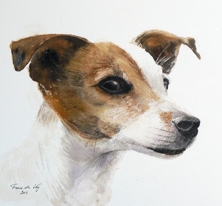 pet portrait painting of a jack russell dog