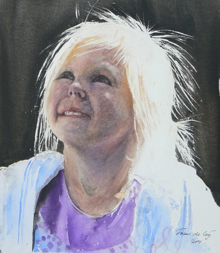 watercolour painting portrait of kia